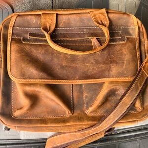 Classic Tan Leather Messenger Bag new without tags